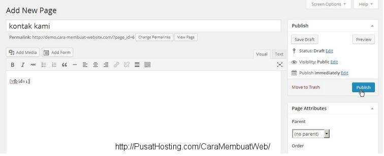 kode form visual builder pada page
