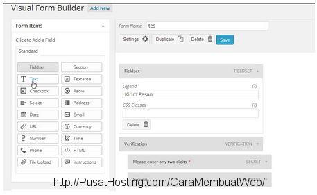 komponen text visual form builder
