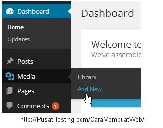 masuk ke menu wordpress media add new