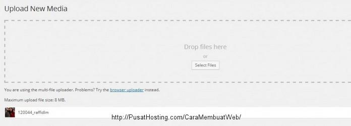 upload gambar media wordpress