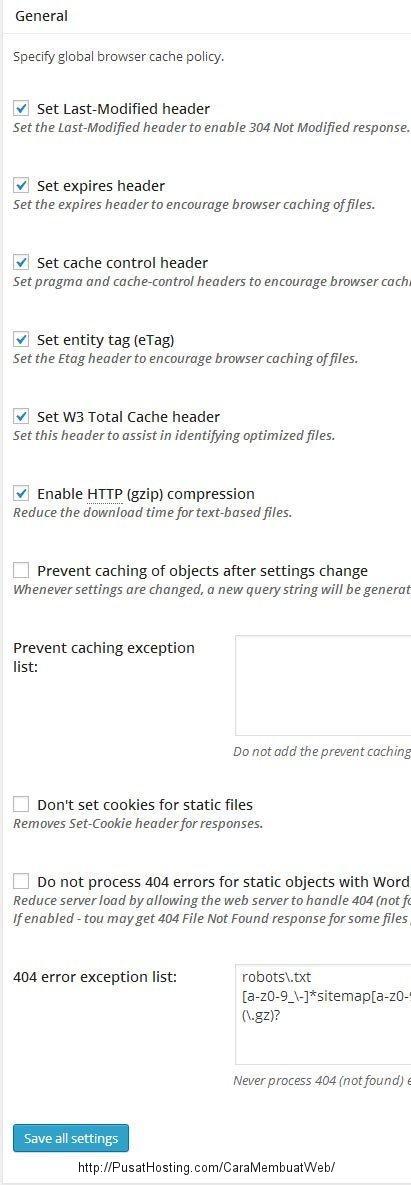 detail browser cache w3 total cache