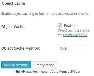 setting object cache w3 total cache