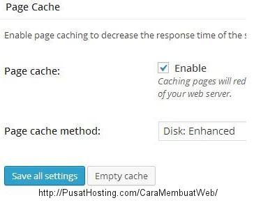 setting page cache w3 total cache
